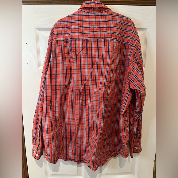 Men’s 2xl orange and blue plaid izod button down - Picture 4 of 4